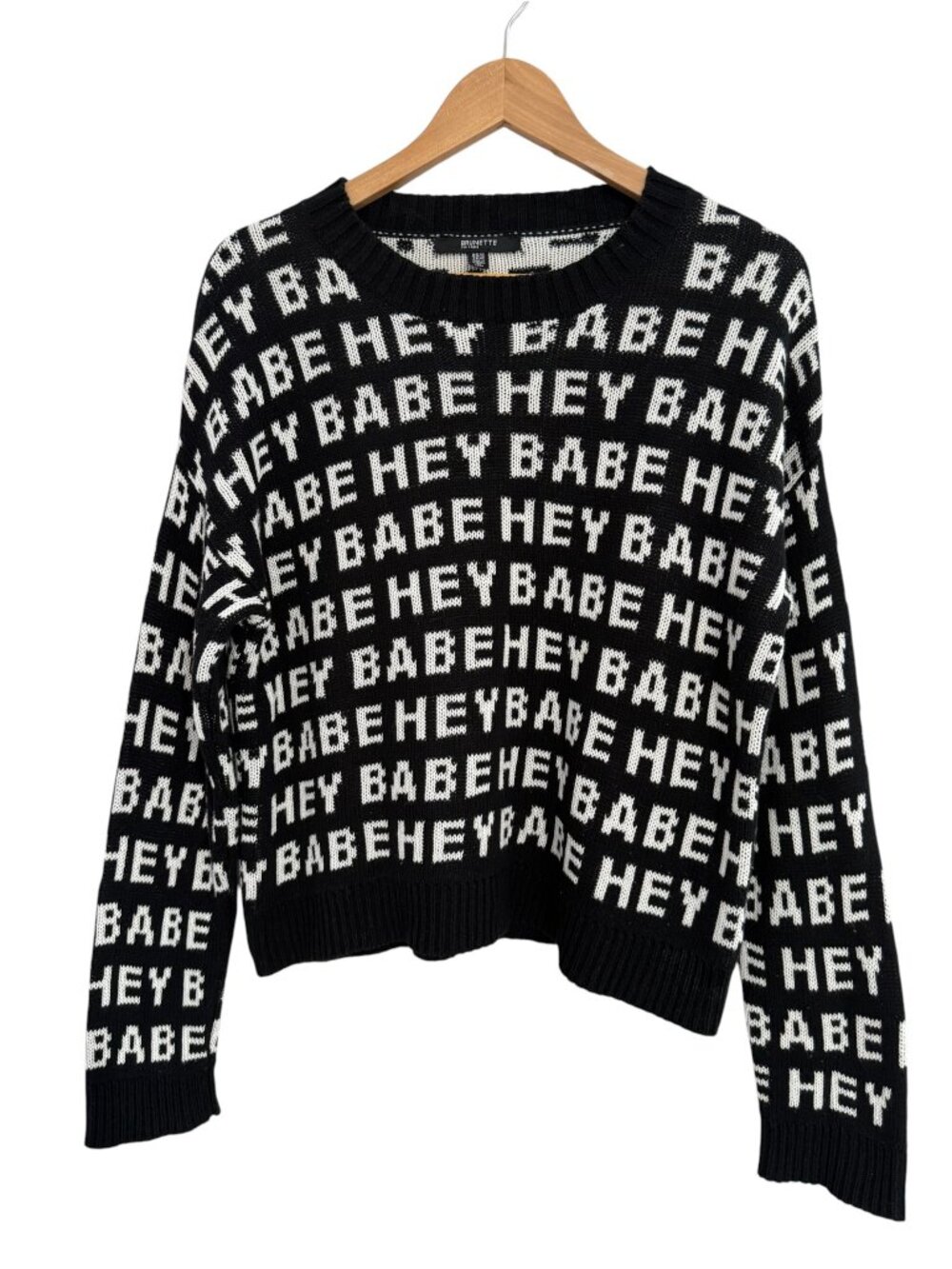 Brunette The Label HEY BABE Black White Graphic Sweater XS/S